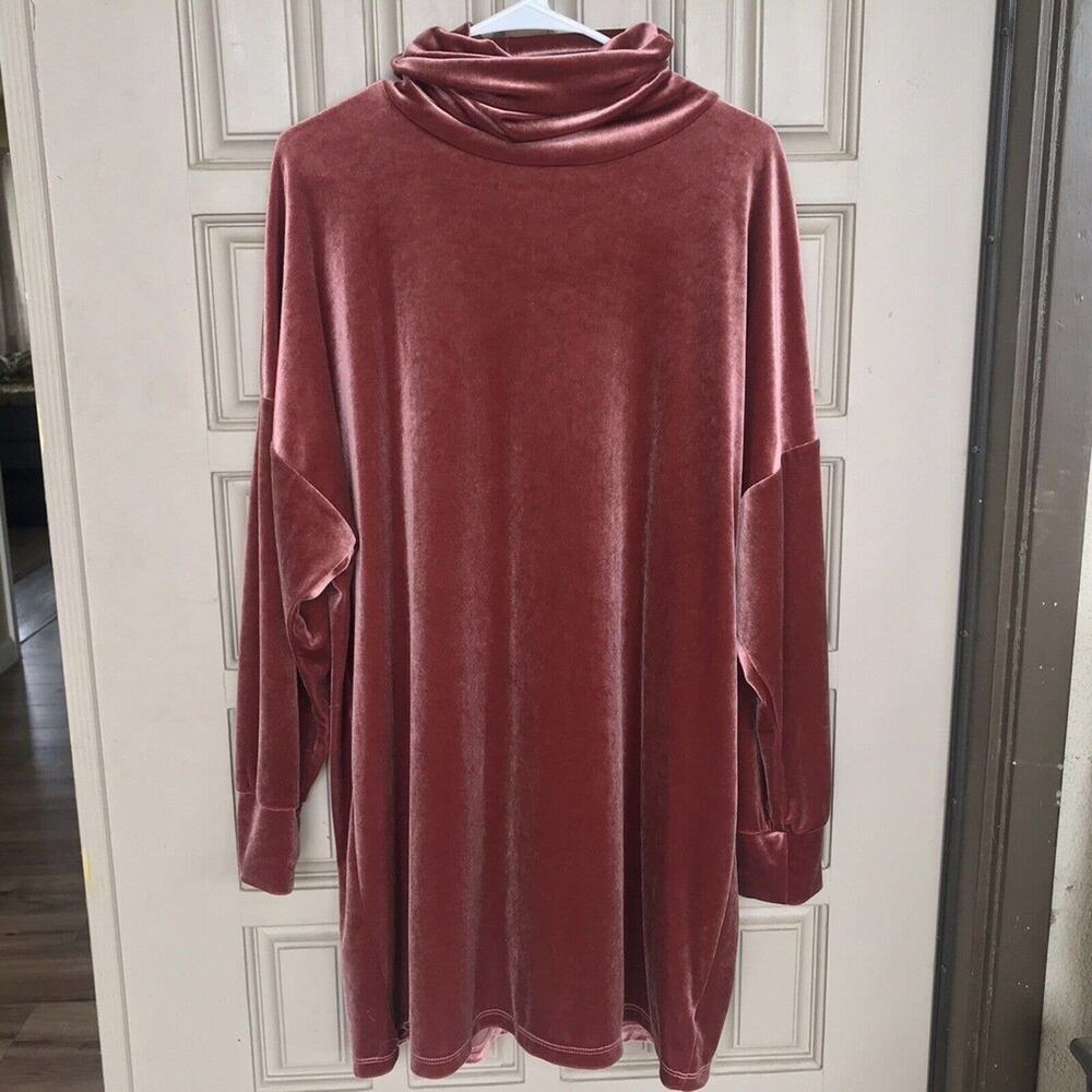 Urban Outfitters Plus Size Top XXL Velour Copper Rose High Neck Long Sleeve NWOT